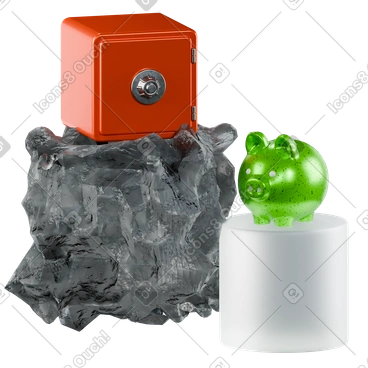 Safe and piggy bank on platforms PNG, SVG