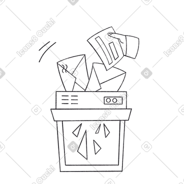 Person deletes letters with a shredder PNG, SVG
