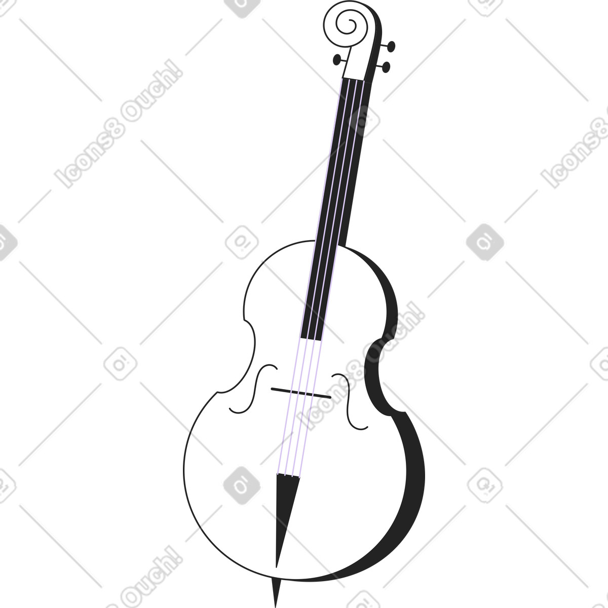 Contrabbasso illustrazione in stile Sammy Line scarica in PNG, SVG