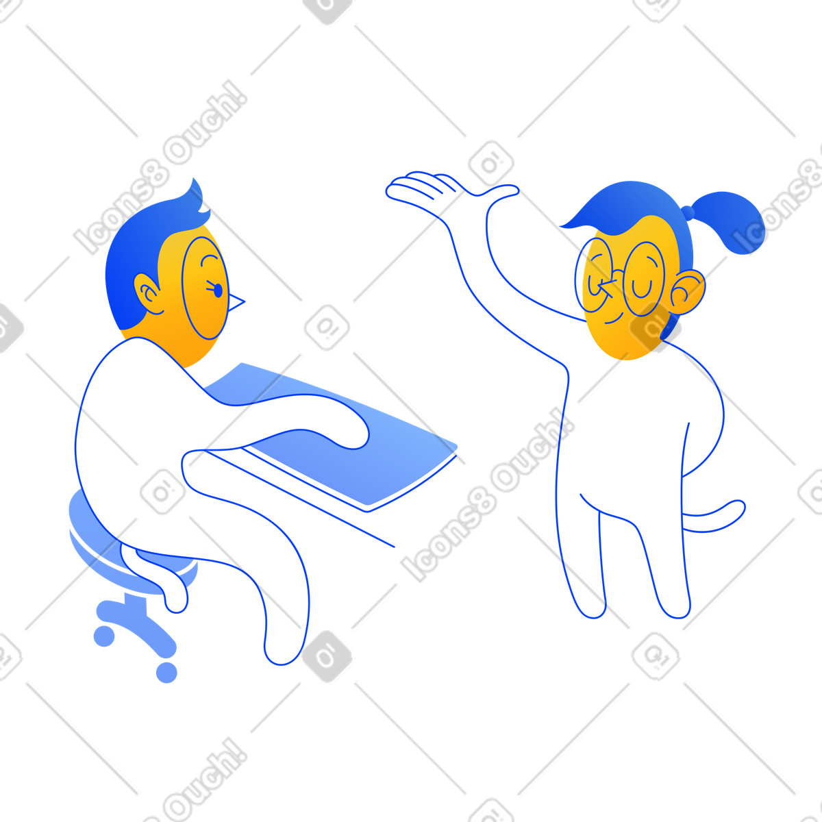 Personaggio che tiene una presentazione davanti a un pubblico illustrazione in stile Buddy scarica in PNG, SVG