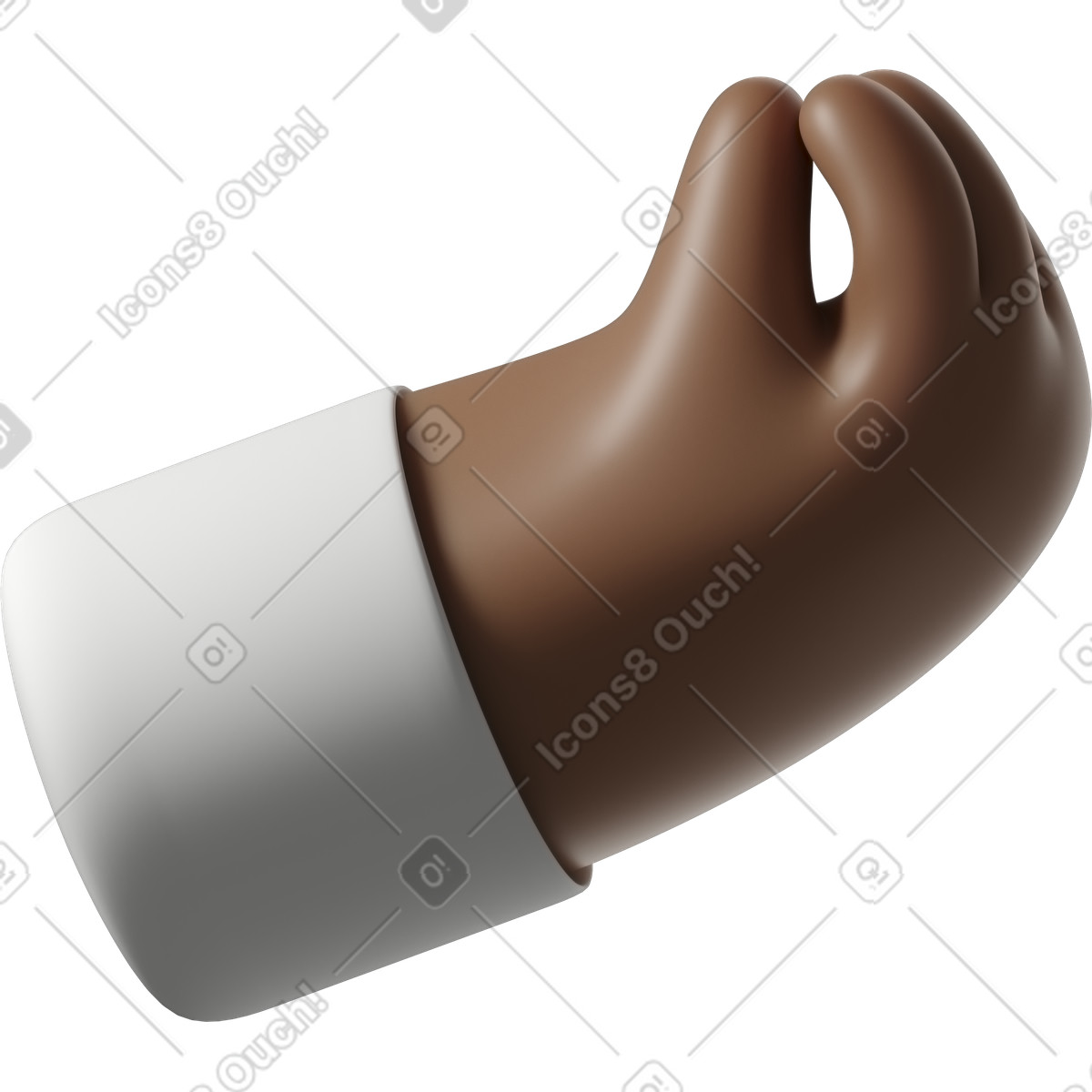 Ilustración Mano de piel marrón oscura con dedos pellizcados en estilo 3D Hands Fun&Wild a descargar en PNG y SVG