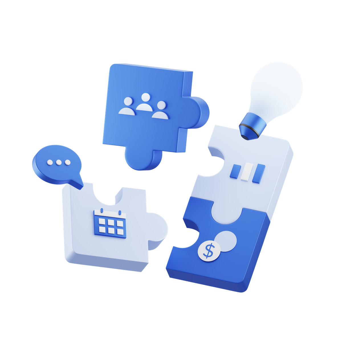 Project management, team work and idea generation animated illustration in GIF, Lottie (JSON), AE