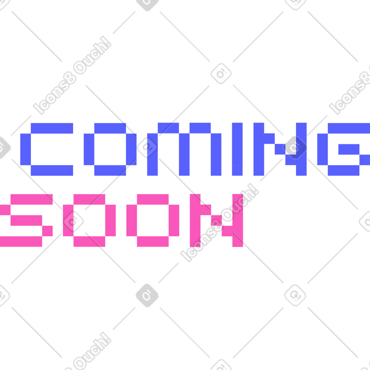 Lettering coming soon text illustration in 8bit style download in PNG, SVG