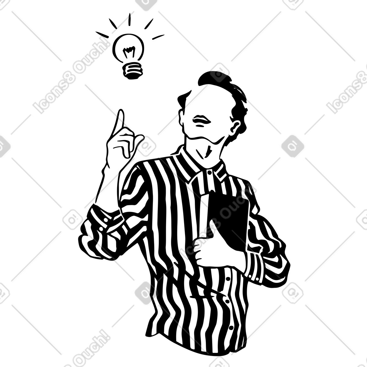 L'uomo che ha una buona idea illustrazione in stile Line scarica in PNG, SVG