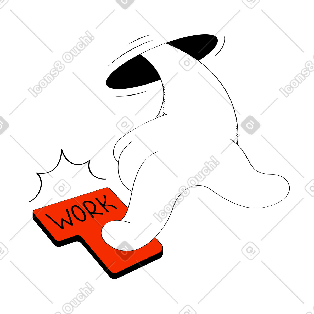 Remote work button illustration in Looney style download in PNG, SVG