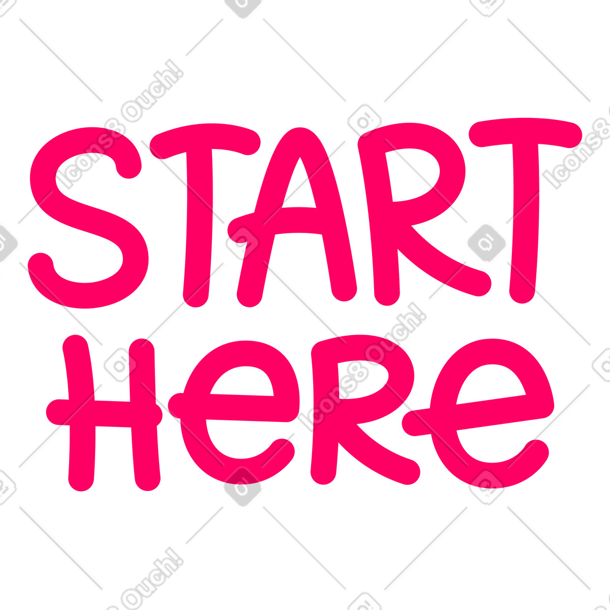 Beschriftung beginnt hier animierte Illustration im Rondy Stickers-Stil als Download in GIF, Lottie (JSON), AE