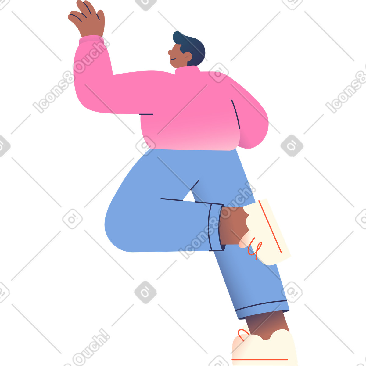 Man leaning on one knee illustration in Beam style download in PNG, SVG
