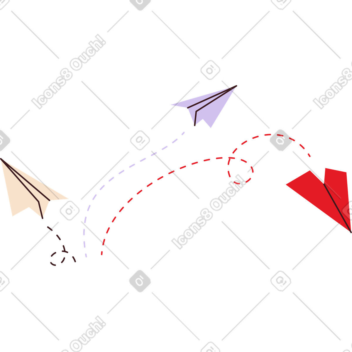 Ilustração de Três aviões papel em no estilo Folks para baixar em PNG, SVG