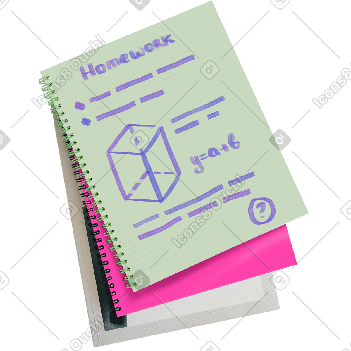 Stack of notebooks illustration in Marker style download in PNG, SVG