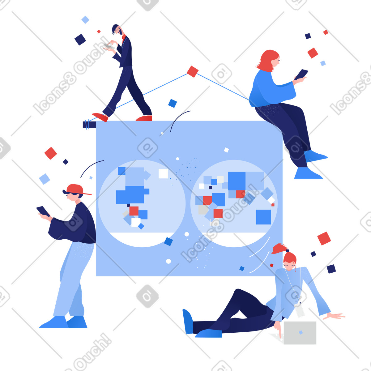 Unire il mondo illustrazione in stile Clip scarica in PNG, SVG