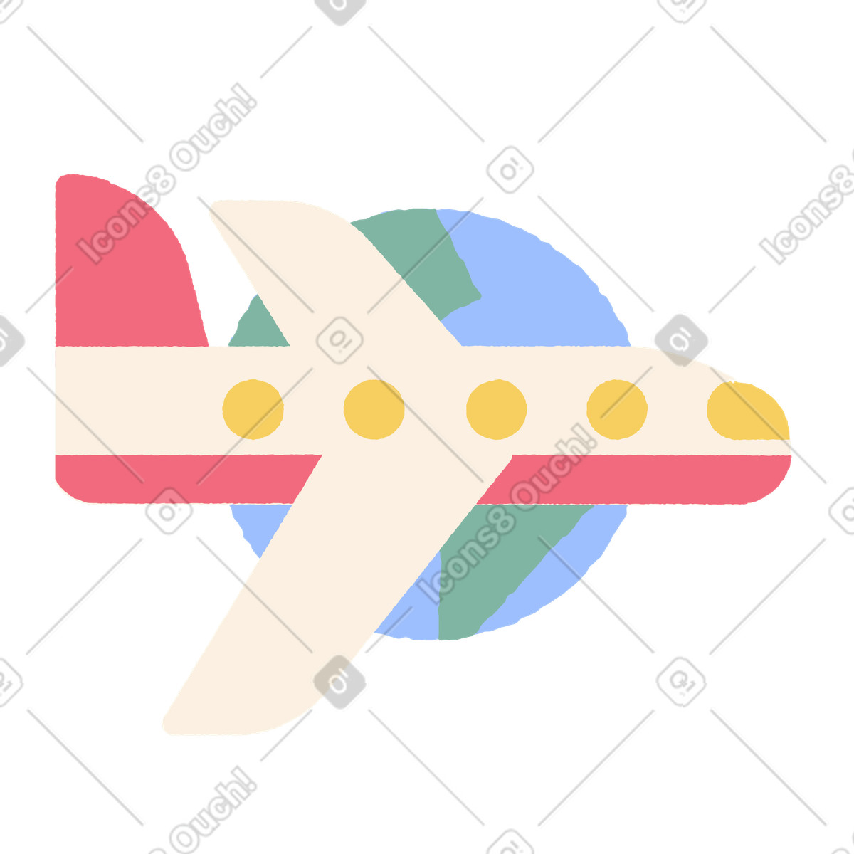 Ilustração de Avião voando ao redor da terra em no estilo Pablo para baixar em PNG, SVG