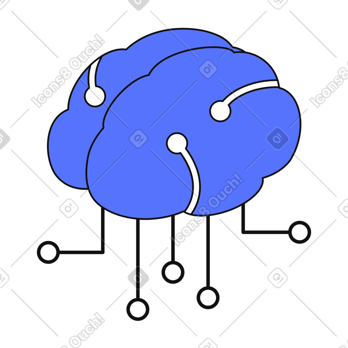 下载 Main 风格的 Brain icon representing artificial intelligence and machine learning neural networks 插画，支持 PNG、SVG 格式
