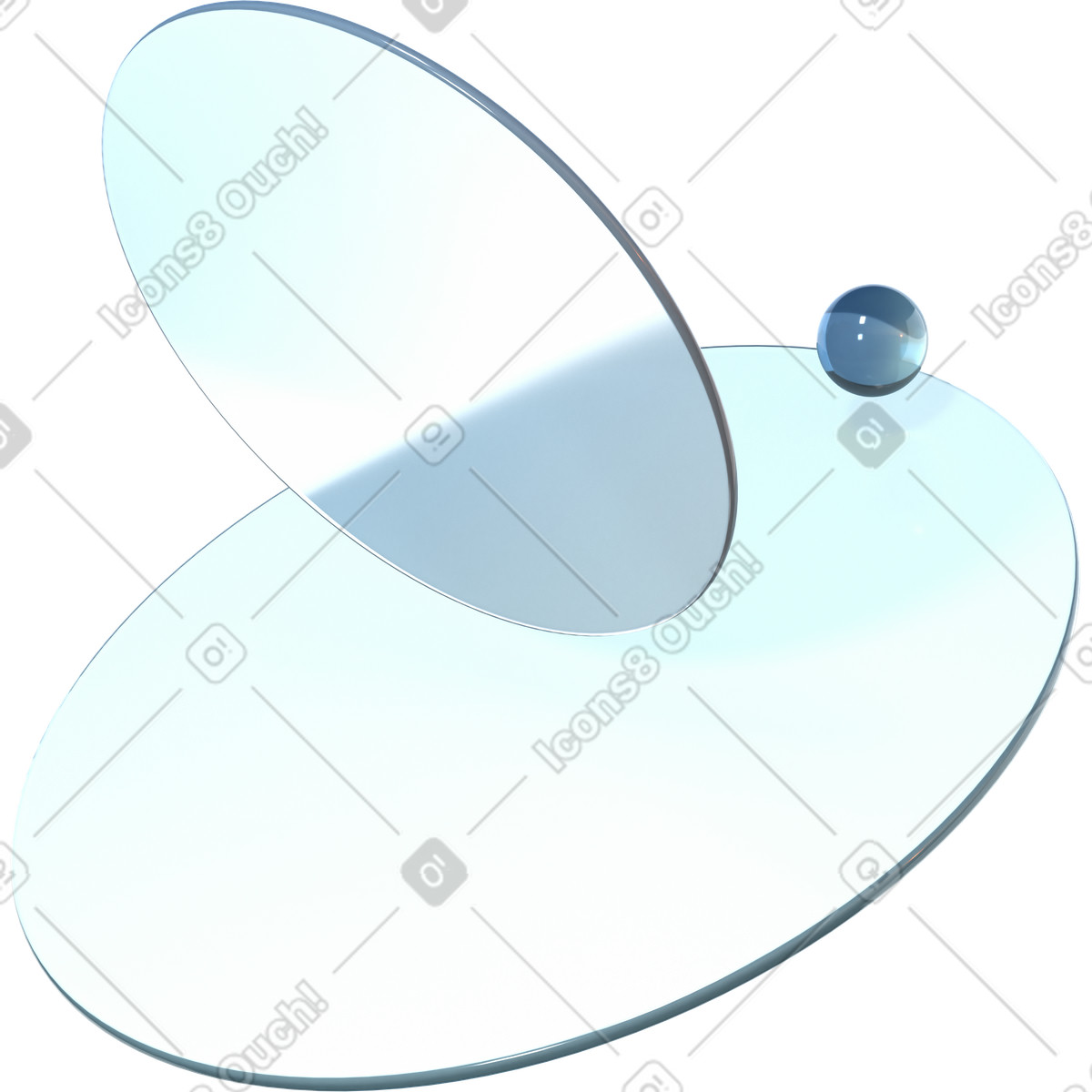 Illustration Disques de verre monochromes et sphère dans le style 3D Glassy à télécharger aux formats PNG, SVG