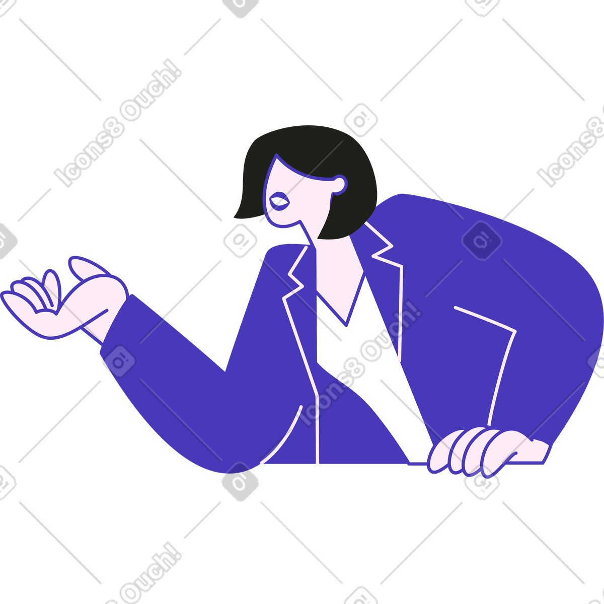 下载 Blueberry 风格的 穿蓝色夹克的女人 插画，支持 PNG、SVG 格式