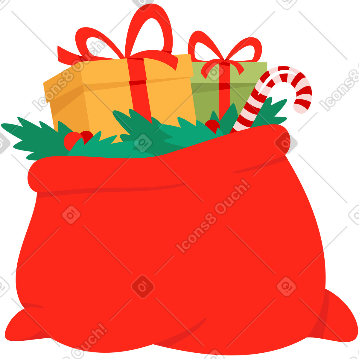 Illustration Sac cadeau de noël dans le style Lagom à télécharger aux formats PNG, SVG