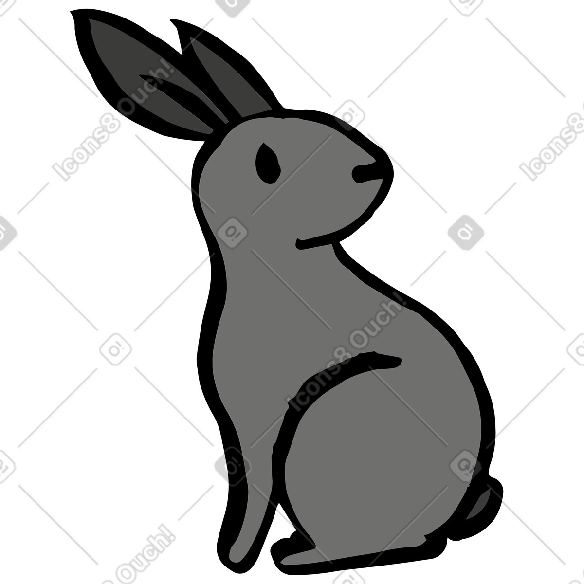 Grey rabbit sitting illustration in Scandi style download in PNG, SVG