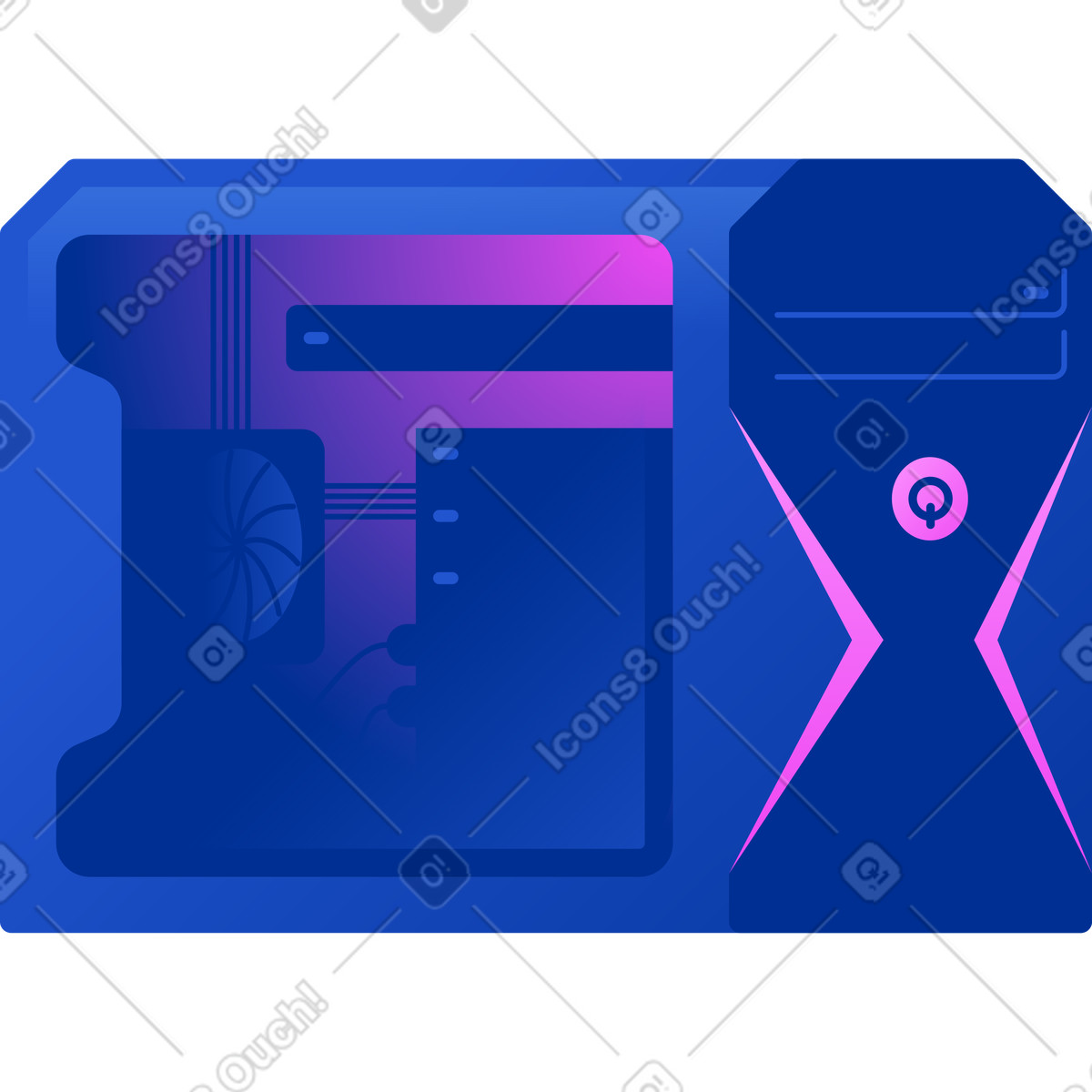 Glossy スタイルの Pc system block のイラストをPNG、SVG形式でダウンロード