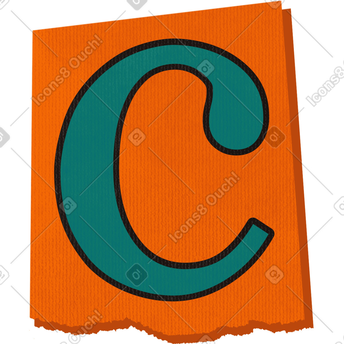 Ilustración Collage lowercase letter c en estilo Paper Cut a descargar en PNG y SVG