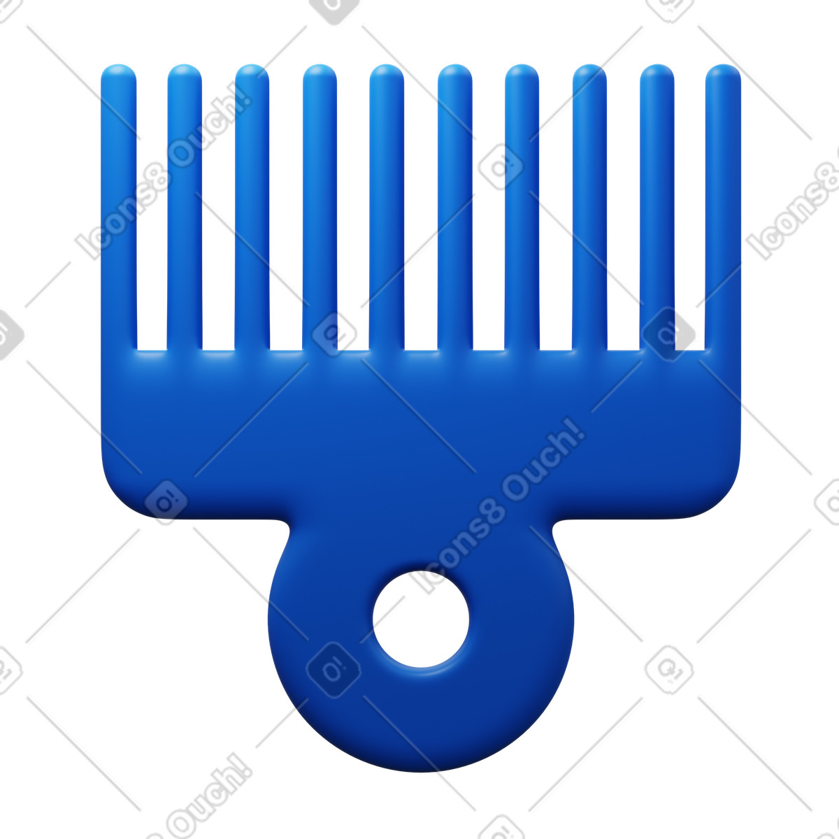 Afro pick illustration in 3D Fluency style download in PNG, SVG