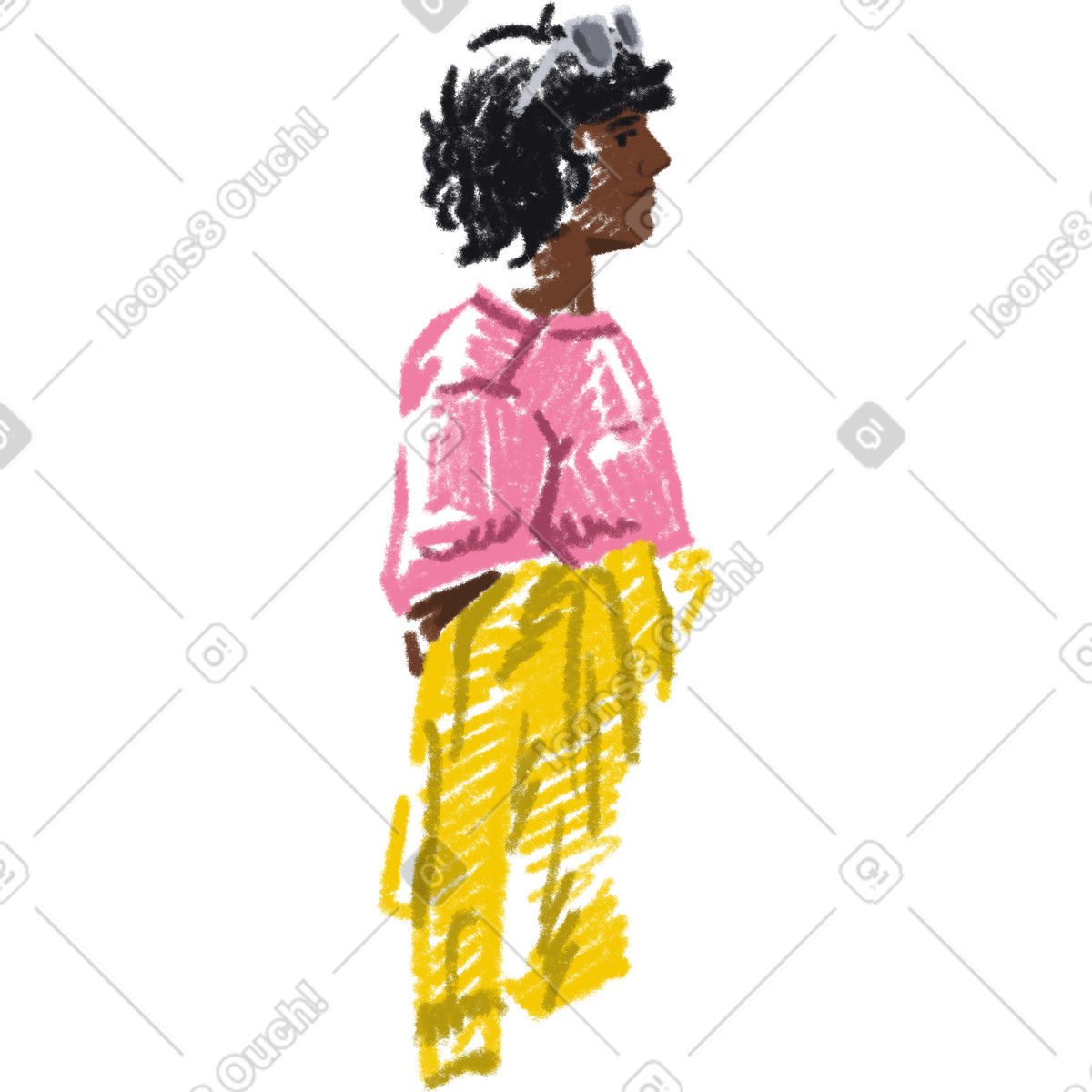 Man walking illustration in Sketchbook style download in PNG, SVG