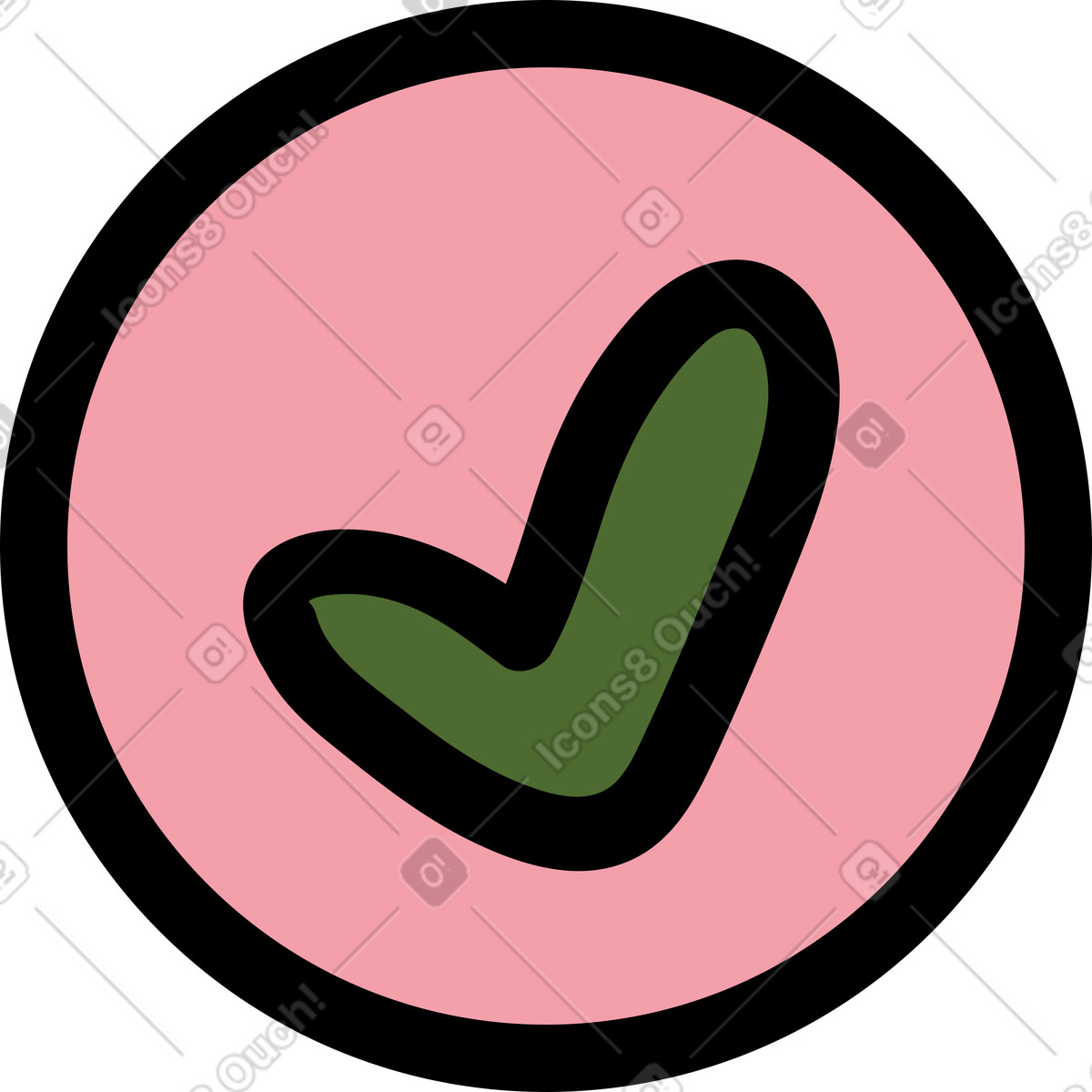 Ilustración Checkmark in pink circle en estilo Wiggle a descargar en PNG y SVG