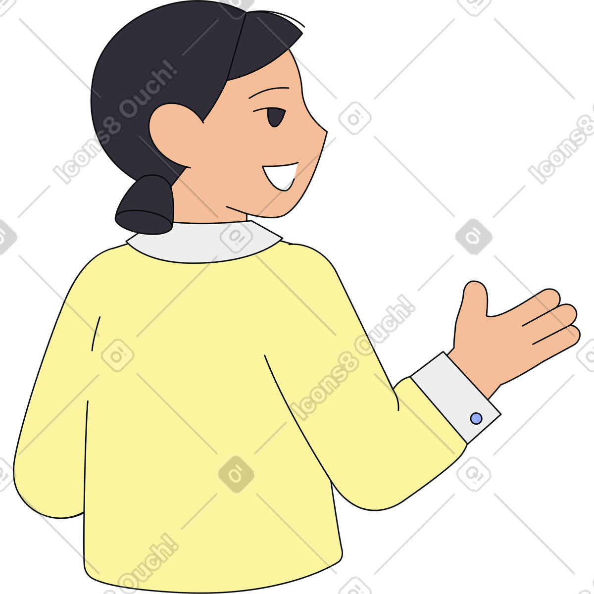 Person, die an einer diskussion teilnimmt-Illustration im Teko-Stil als Download in PNG, SVG