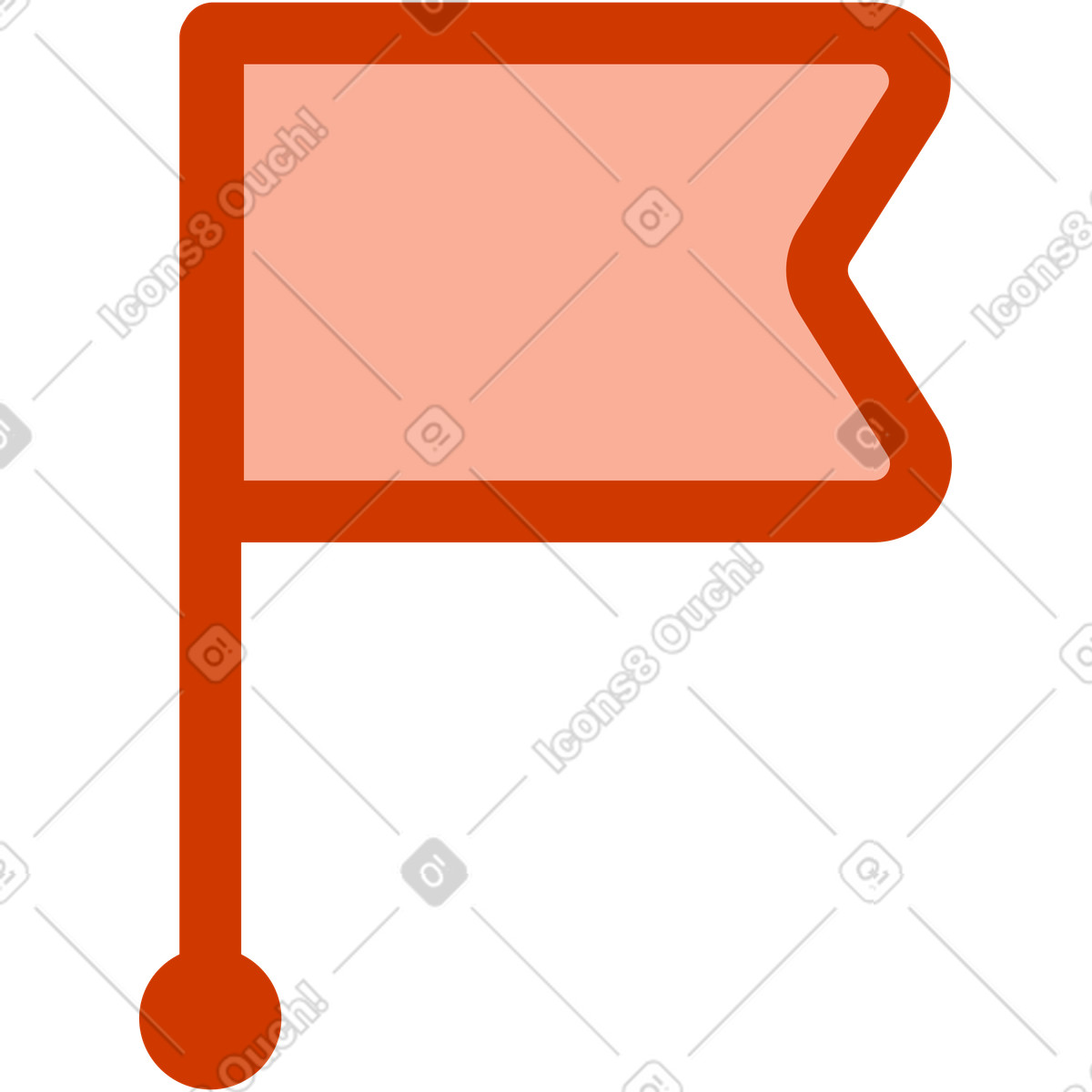 Flag with connecting line illustration in PNG, SVG
