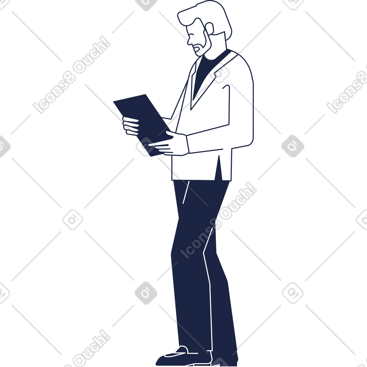 Male lawyer in jacket with folder of documents illustration Urban Line style download PNG, SVG