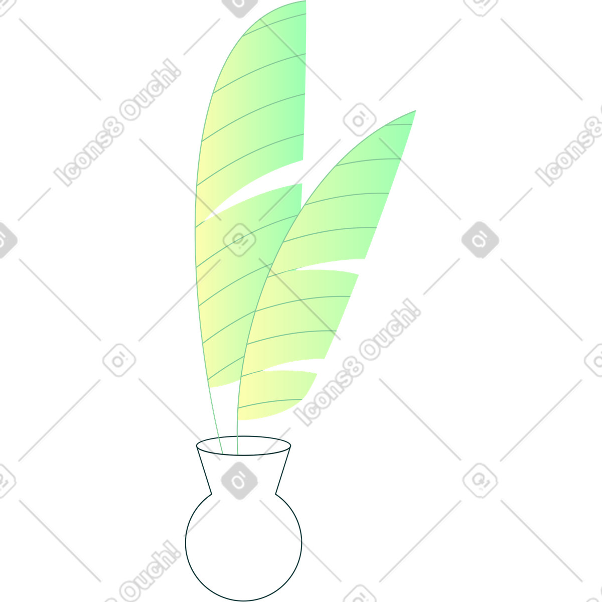 Illustration Vase avec des feuilles tropicales dans le style Florid à télécharger aux formats PNG, SVG