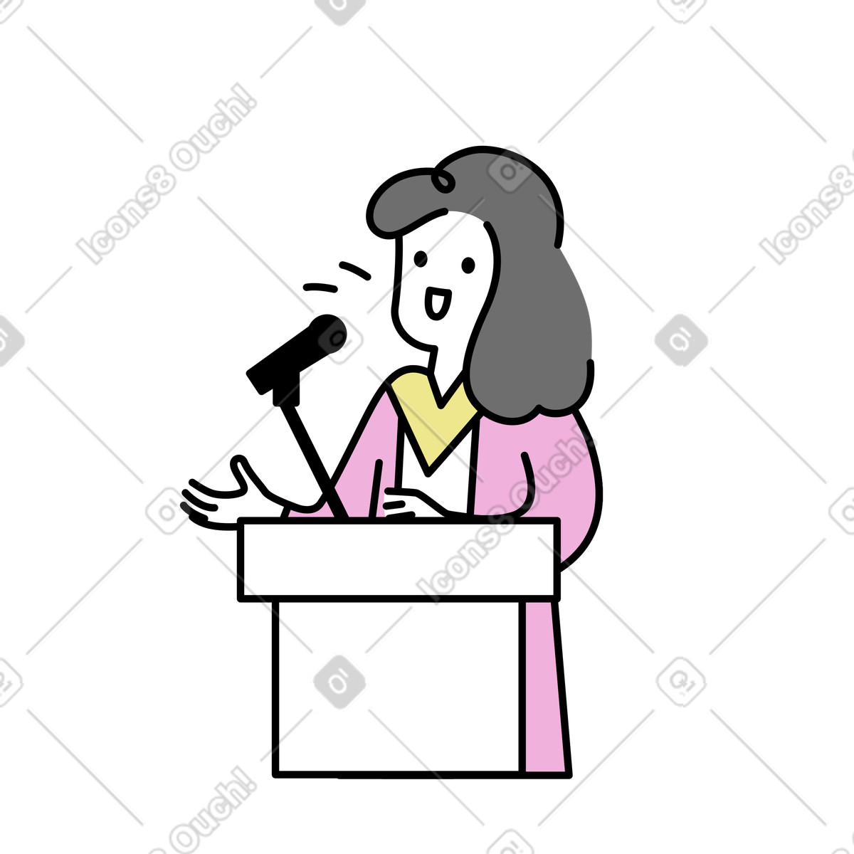 Speaker at podium delivering speech illustration teaching clipart vector graphics PNG