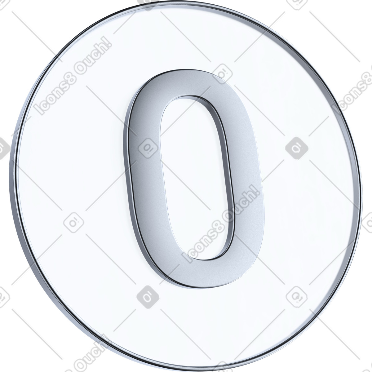 3D Pro 스타일의 Metallic number zero symbol in transparent circle 일러스트레이션 PNG, SVG 다운로드
