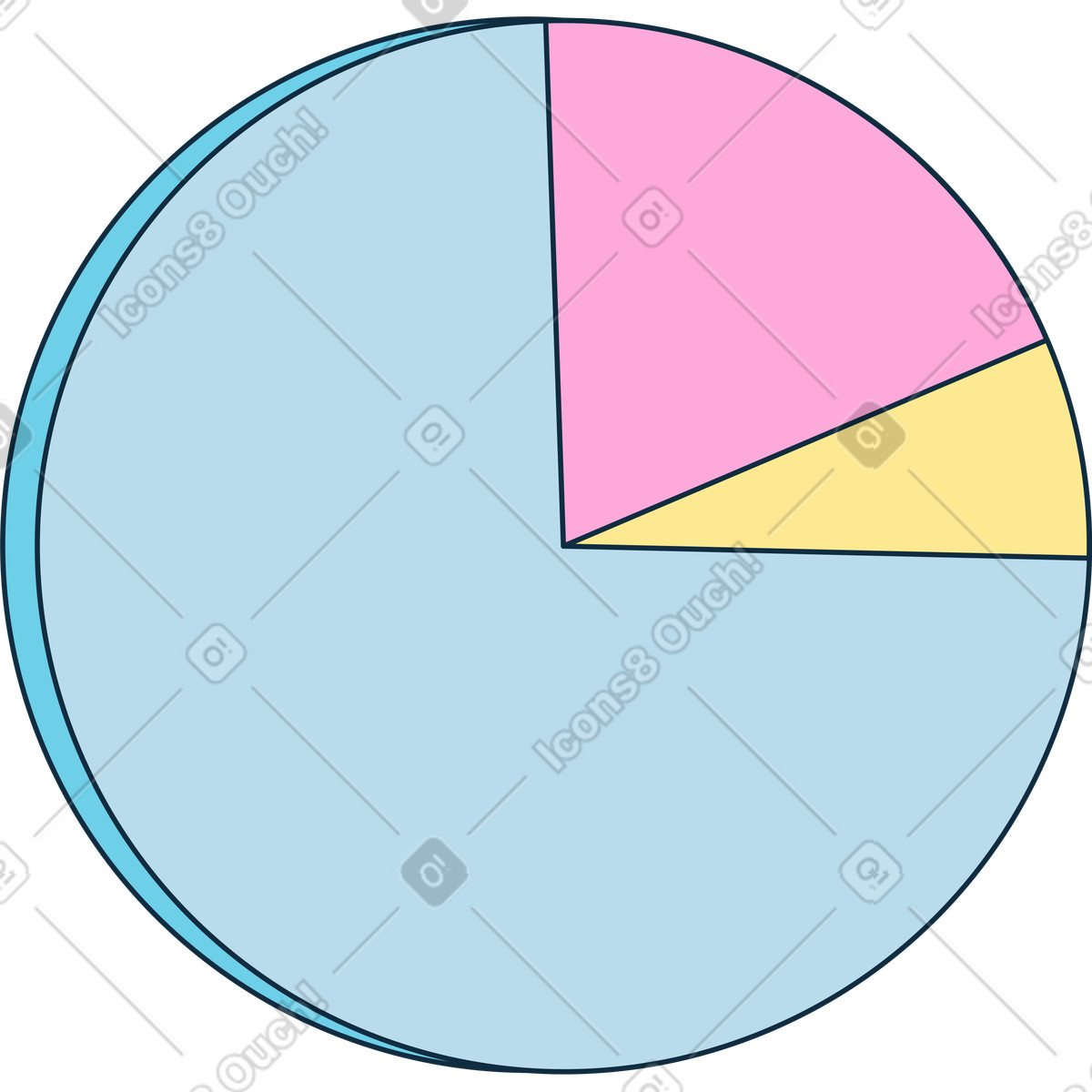 Multicolored pie chart-Illustration im Bubble gum-Stil als Download in PNG, SVG
