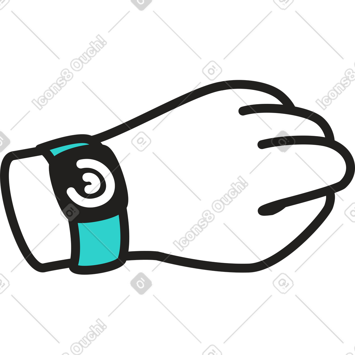 Illustration Main avec montre intelligente dans le style Little à télécharger aux formats PNG, SVG