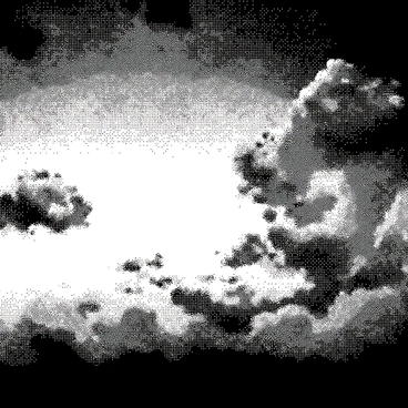 An abstract depiction of a twilight sky with swirling clouds and fading light