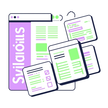 A page filled with a variety of SudLife policy documents laid out side by side. Each document features distinct sections, charts, and bullet points, showcasing the essential information. The policies are surrounded by green and purple outlines, emphasizing the contours of each document. In one corner, there is a large title that reads "SudLife Policies" in bold letters. A subtle texture is visible on the page background, adding depth to the overall composition.