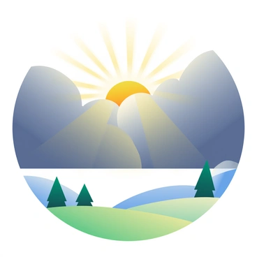 Thick, dark clouds fill the sky, creating a dramatic backdrop. Sunrays are bursting through the gaps in the clouds, illuminating the surrounding area with beams of bright light. The sun, partially hidden behind the clouds, casts a warm golden glow that contrasts with the gray of the clouds. Below, the landscape is partially lit, revealing hints of green trees and grassy fields.