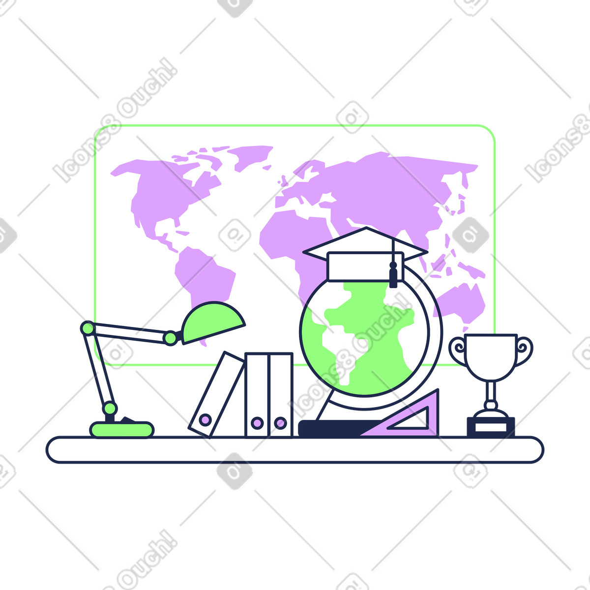 Ilustração de Material escolar para aula geografia em no estilo Outline baixar em PNG, SVG