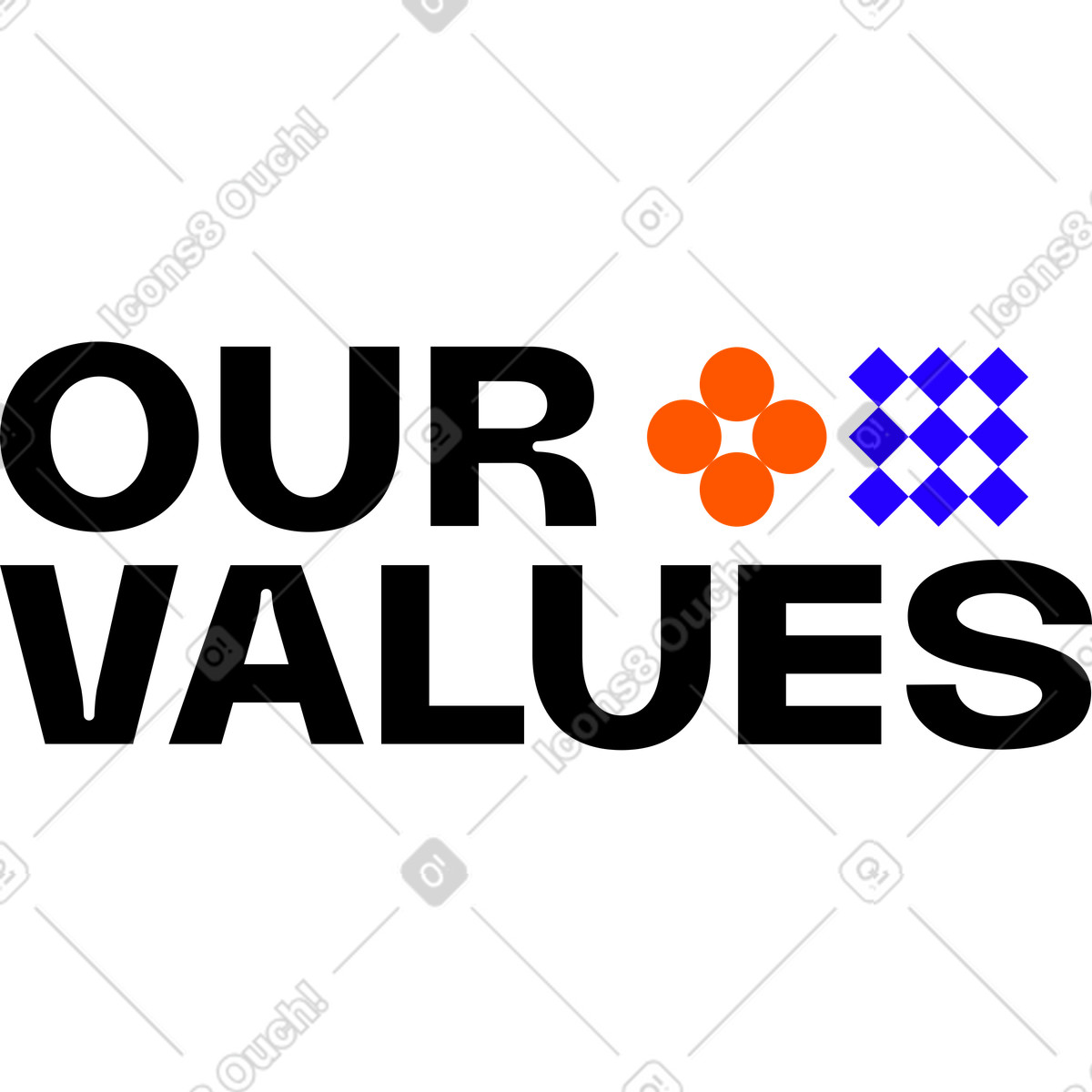 Text our values illustration in Framework style download in PNG, SVG