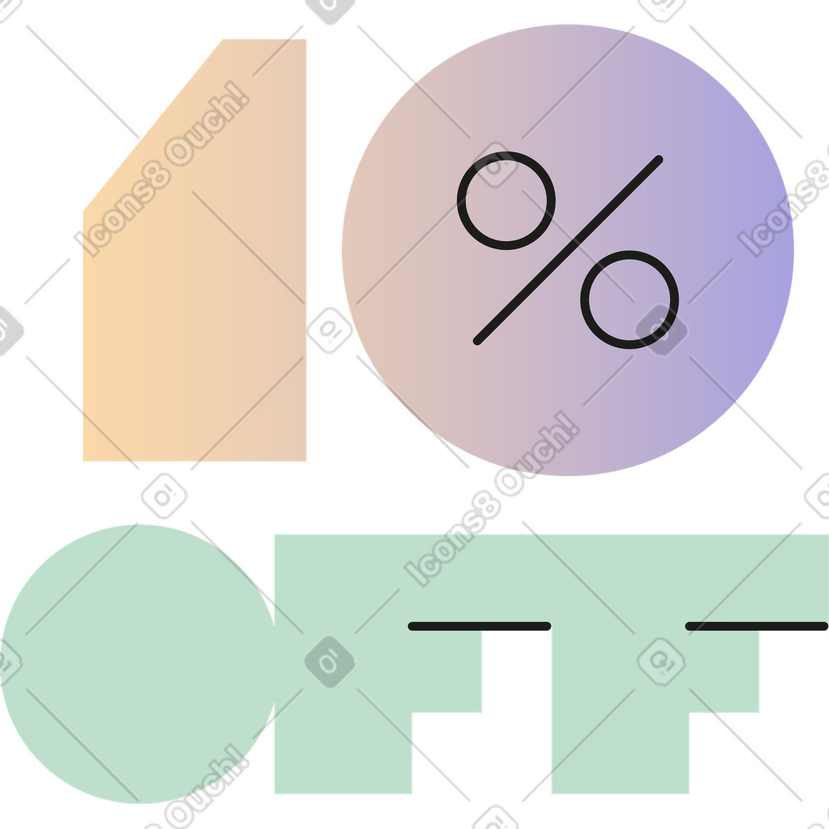 Ilustração de Dez por cento desconto em no estilo Marginalia para baixar em PNG, SVG