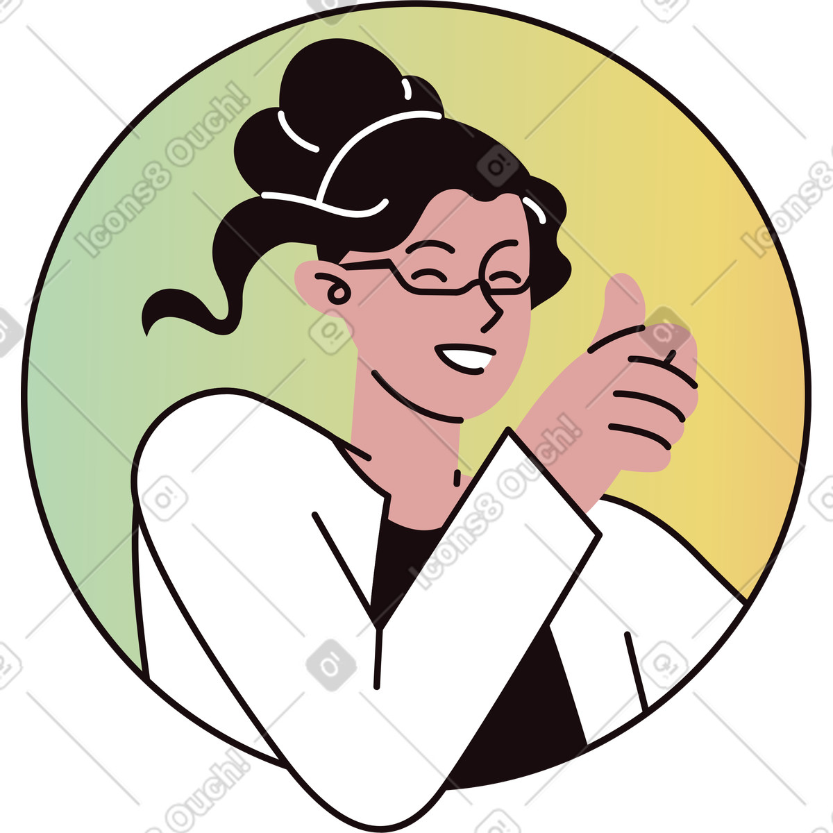 Delight スタイルの 親指を立てている女性のアバター のイラストをPNG、SVG形式でダウンロード