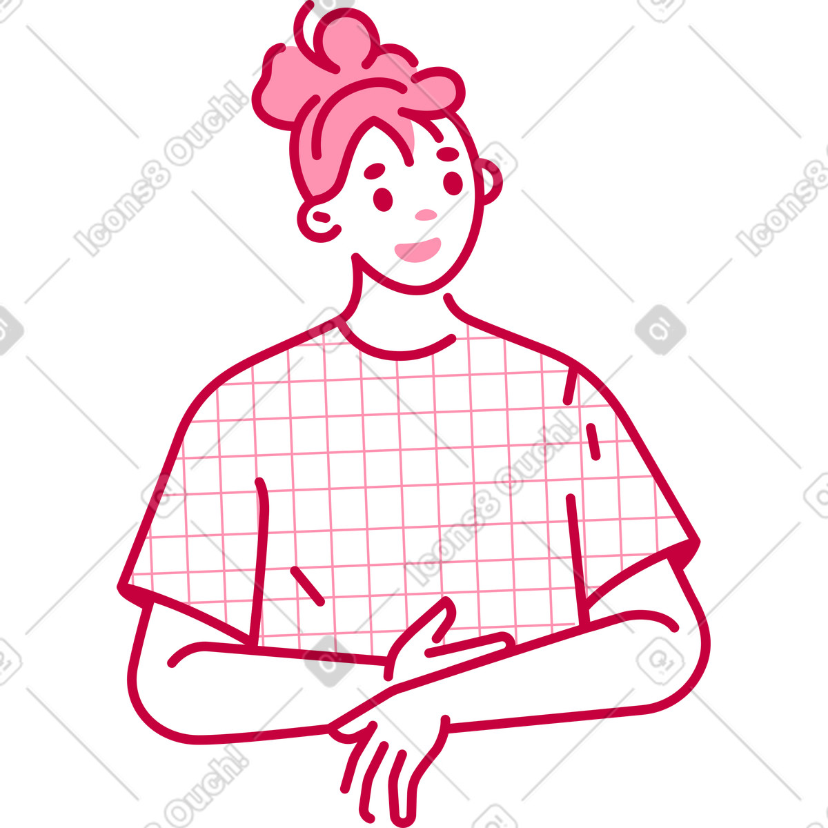 Woman folding her arms illustration in Natty style download in PNG, SVG