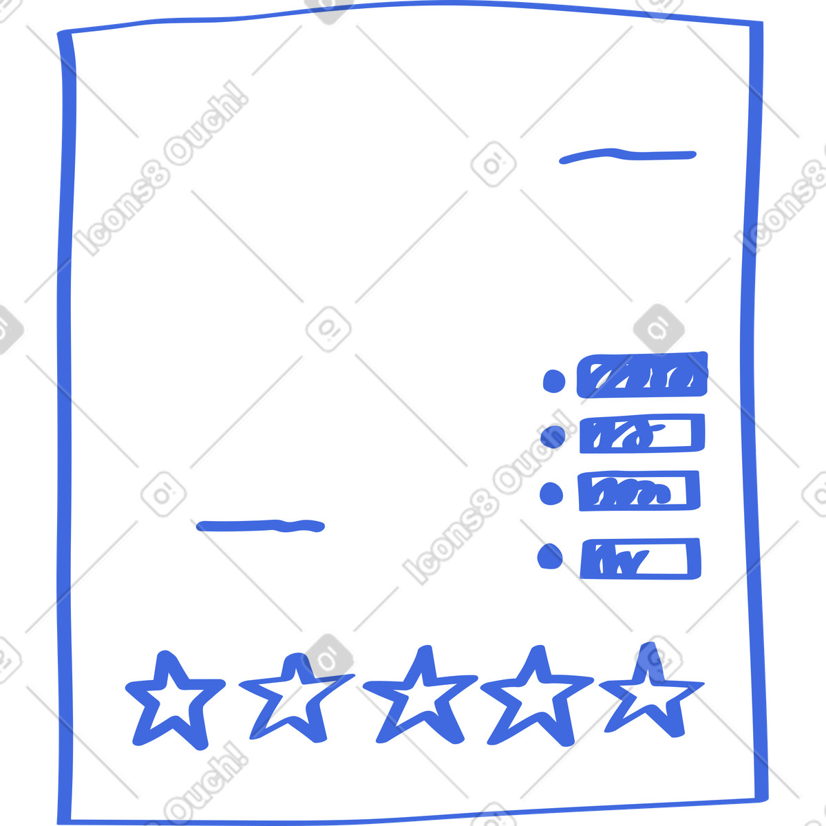 Иллюстрация Survey form checklist with rating stars and marked answer boxes в стиле Ballpoint Pen — скачать в форматах PNG, SVG