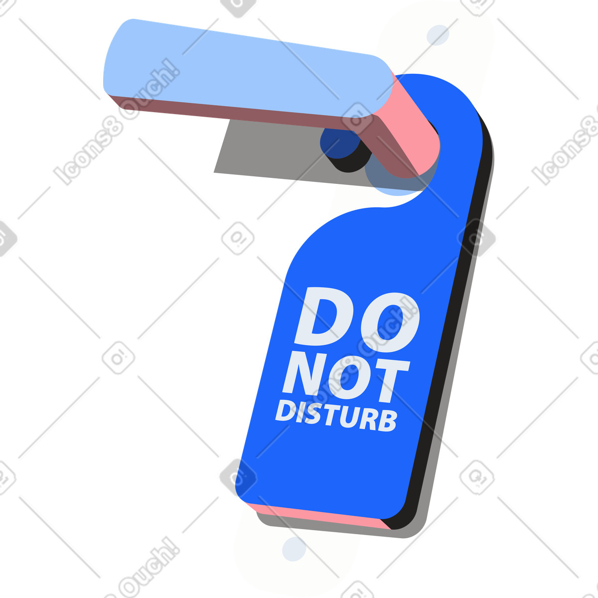 Door handle with hanger do not disturb illustration in Editorial style download in PNG, SVG