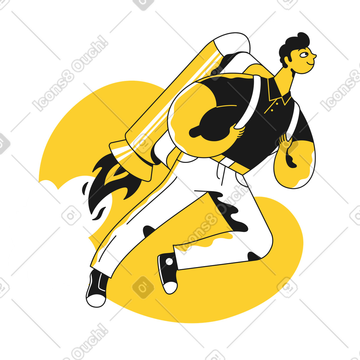 Ragazzo di start-up che vola con jetpack illustrazione in stile Taxi scarica in PNG, SVG