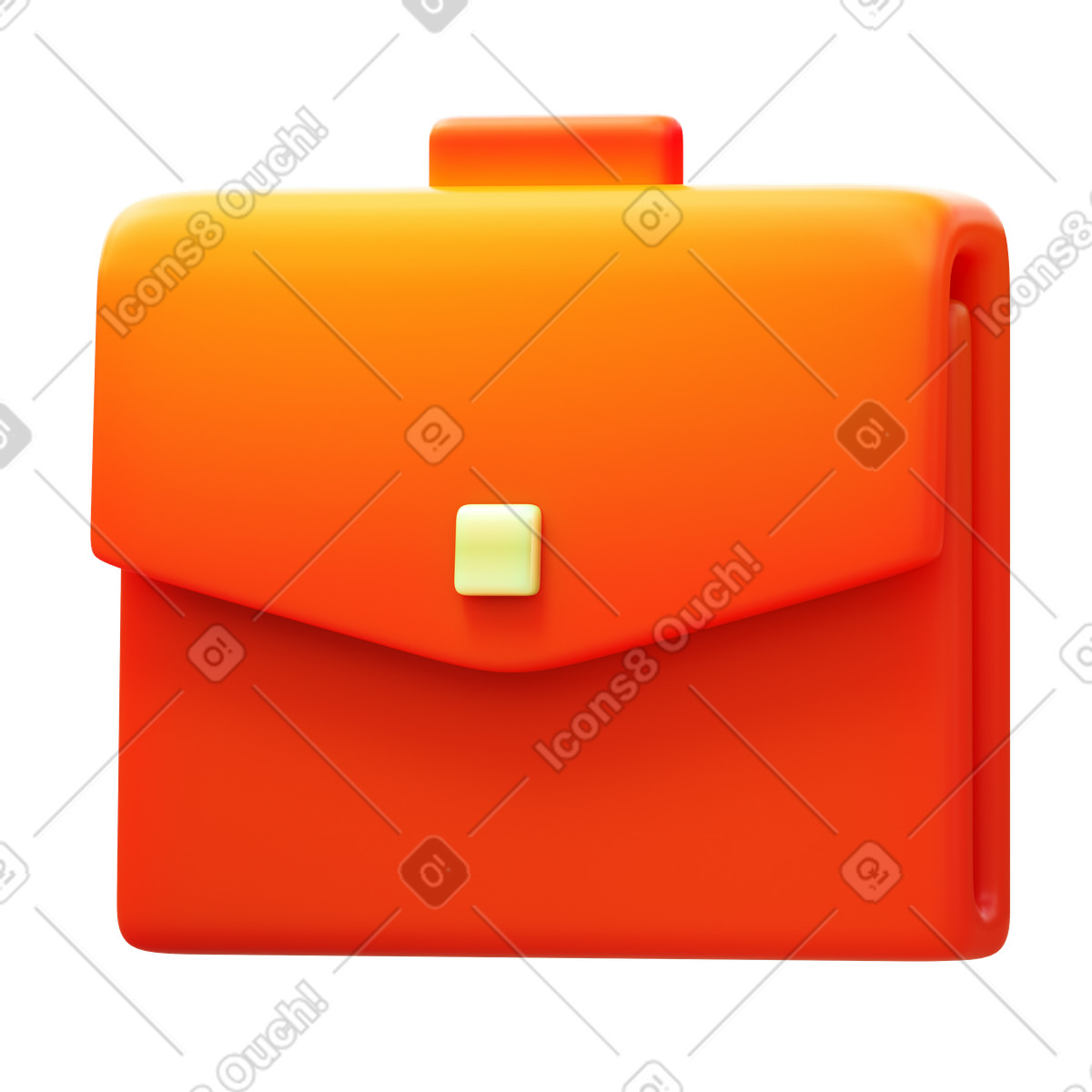 Illustration Mallette orange vue de côté dans le style 3D Fluency à télécharger aux formats PNG, SVG