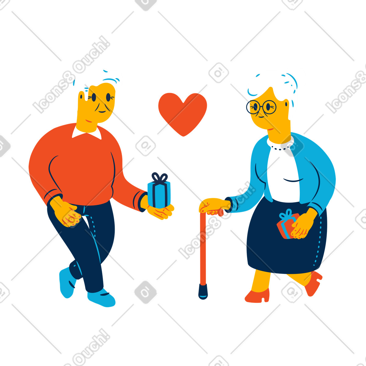 St Valentines day illustration in Flame style download in PNG, SVG