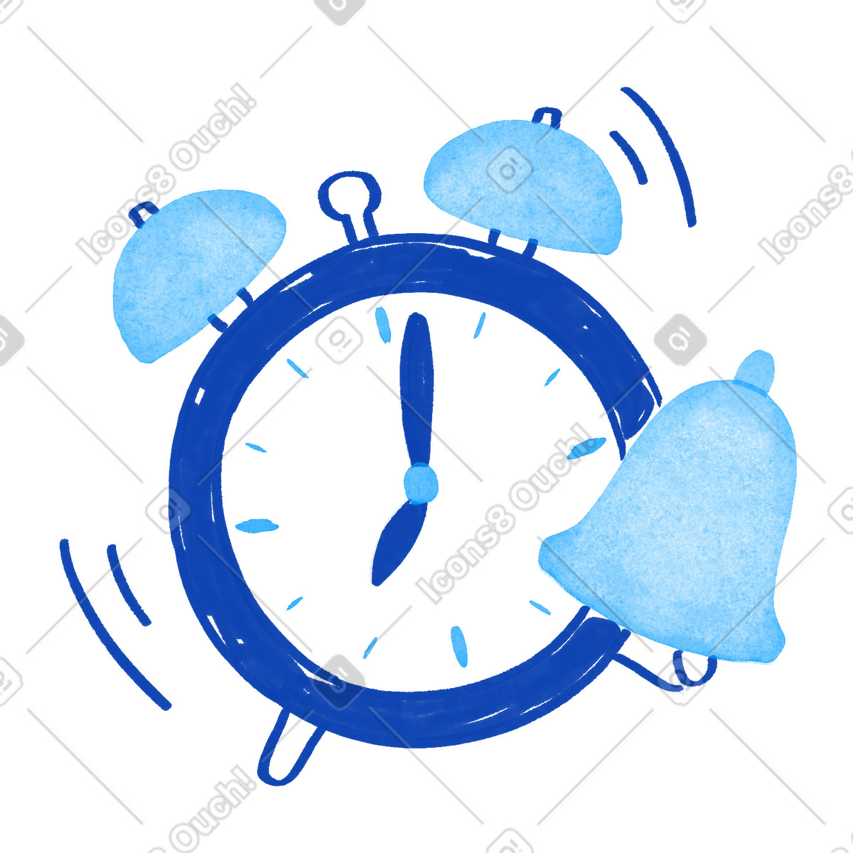 Illustration Reminder bell beside ringing alarm clock indicating important notification time dans le style Tint à télécharger aux formats PNG, SVG