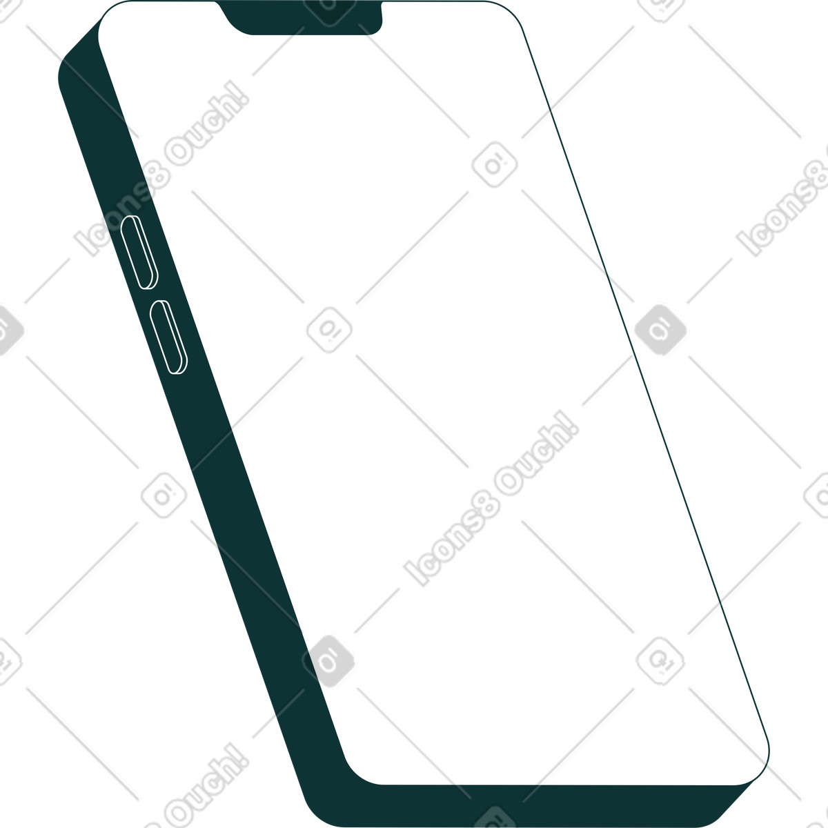 Schwarz-weiß-smartphone-Illustration im Florid-Stil als Download in PNG, SVG