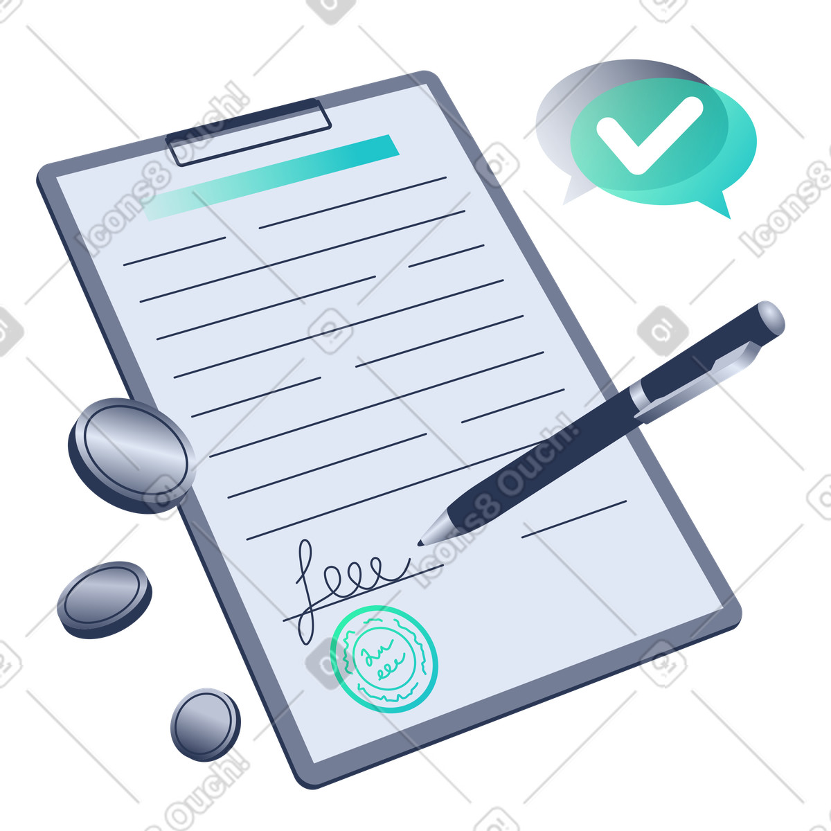 Ilustraci&oacute;n Firma de un documento financiero en estilo Lucent a descargar en PNG y SVG