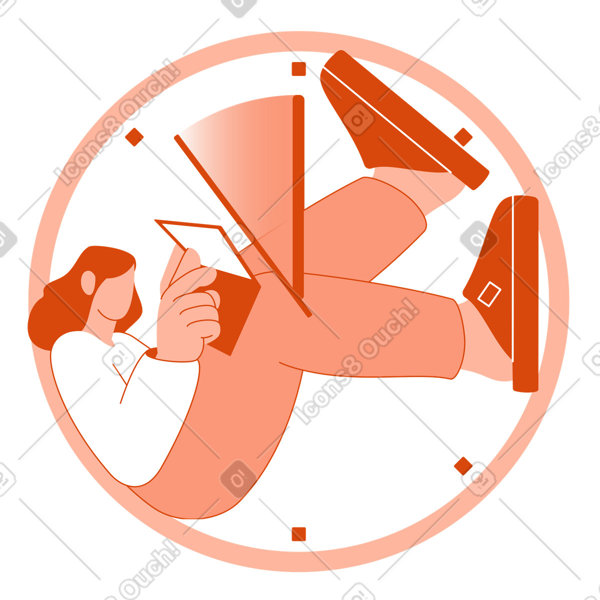 Orange 스타일의 Employee completing work on time, Beating deadlines and time management 일러스트레이션 PNG, SVG 다운로드